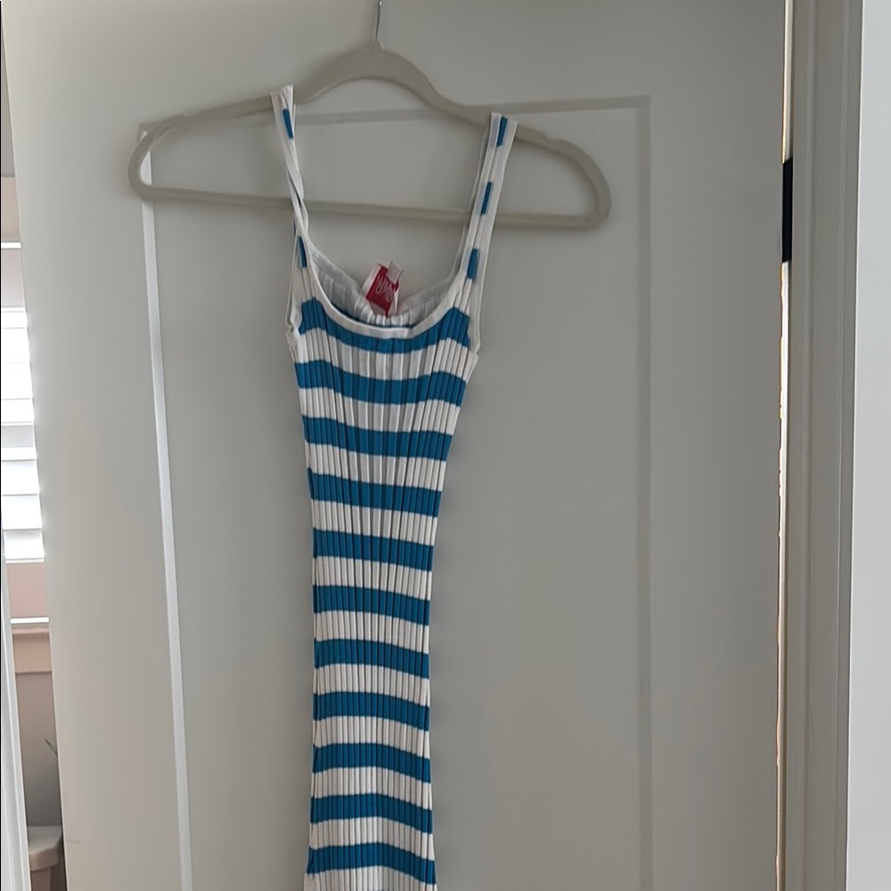 SOLID & STRIPED Blue and White Striped Dress